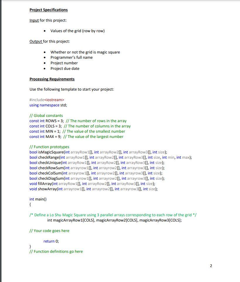 Solved Project Specifications Input for this project: Values | Chegg.com