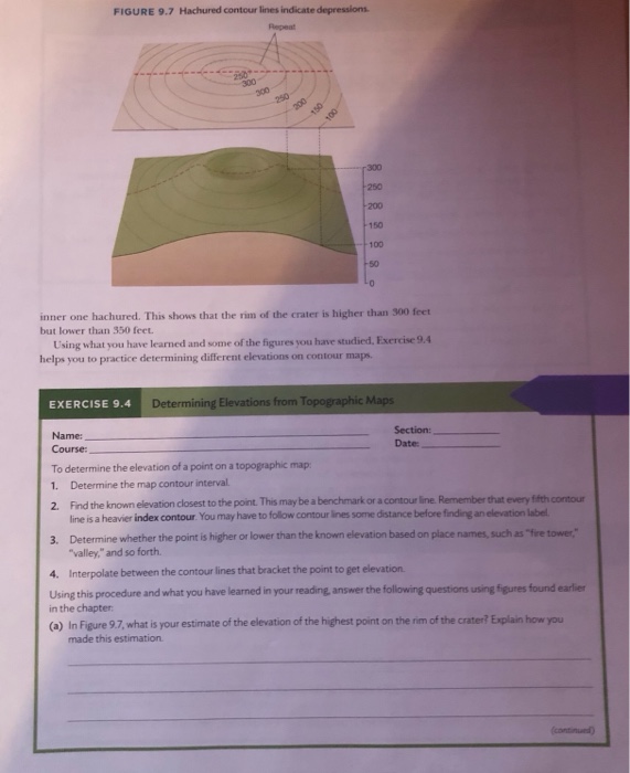 FIGURE 9.7 Hachured contour lines indicate | Chegg.com