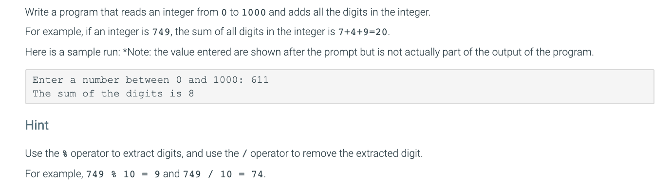 Solved Write a program that reads an integer from 0 to 1000 | Chegg.com