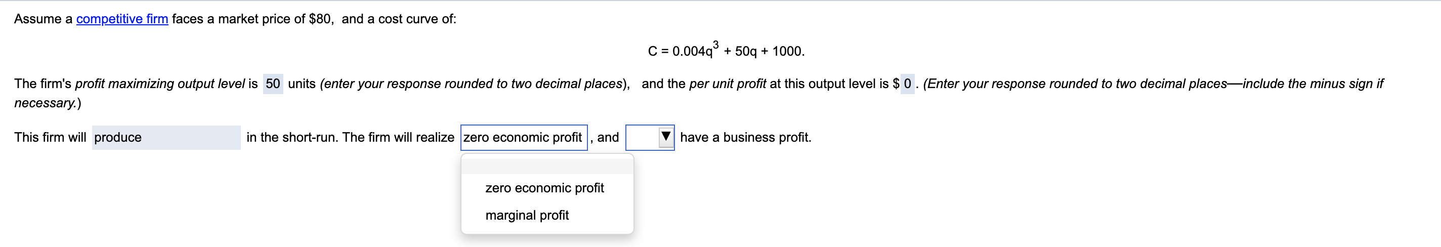 Solved Assume a competitive firm faces a market price of | Chegg.com
