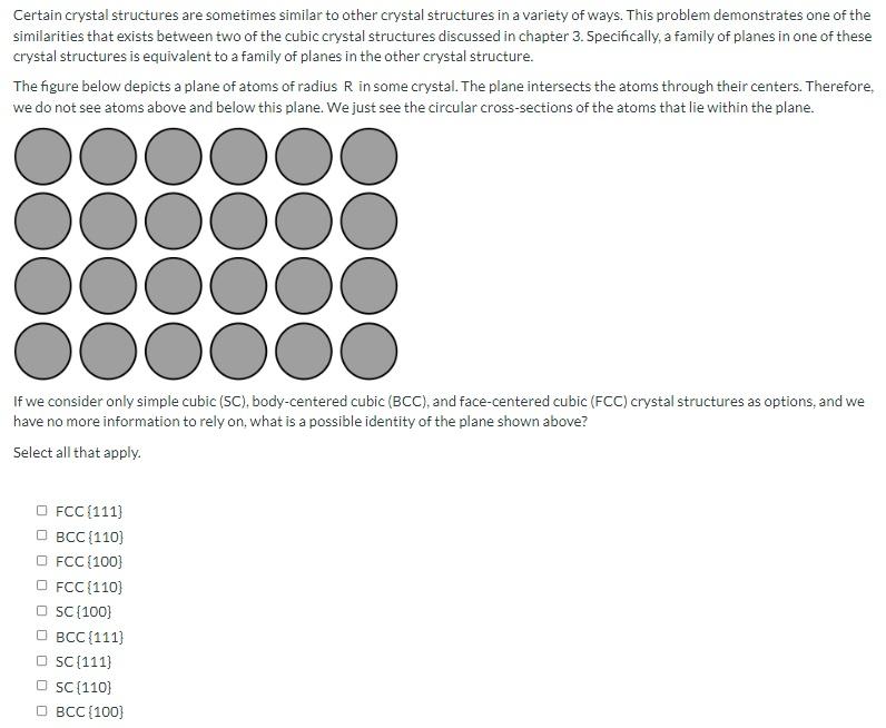 Solved Certain crystal structures are sometimes similar to | Chegg.com