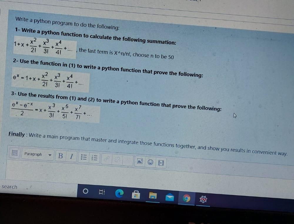 Solved Write a python program to do the following: 1- Write | Chegg.com