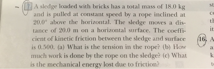 Solved st Co th it (LI A sledge loaded with bricks has a | Chegg.com