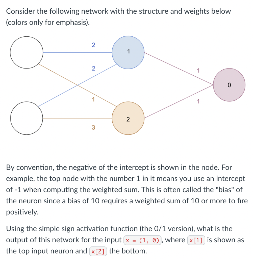 Solved Consider the following network with the structure and | Chegg.com