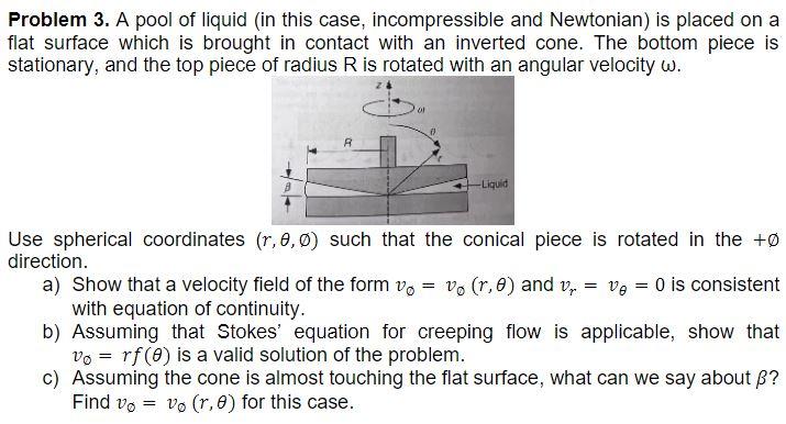 Solved Problem 3. A pool of liquid (in this case, | Chegg.com