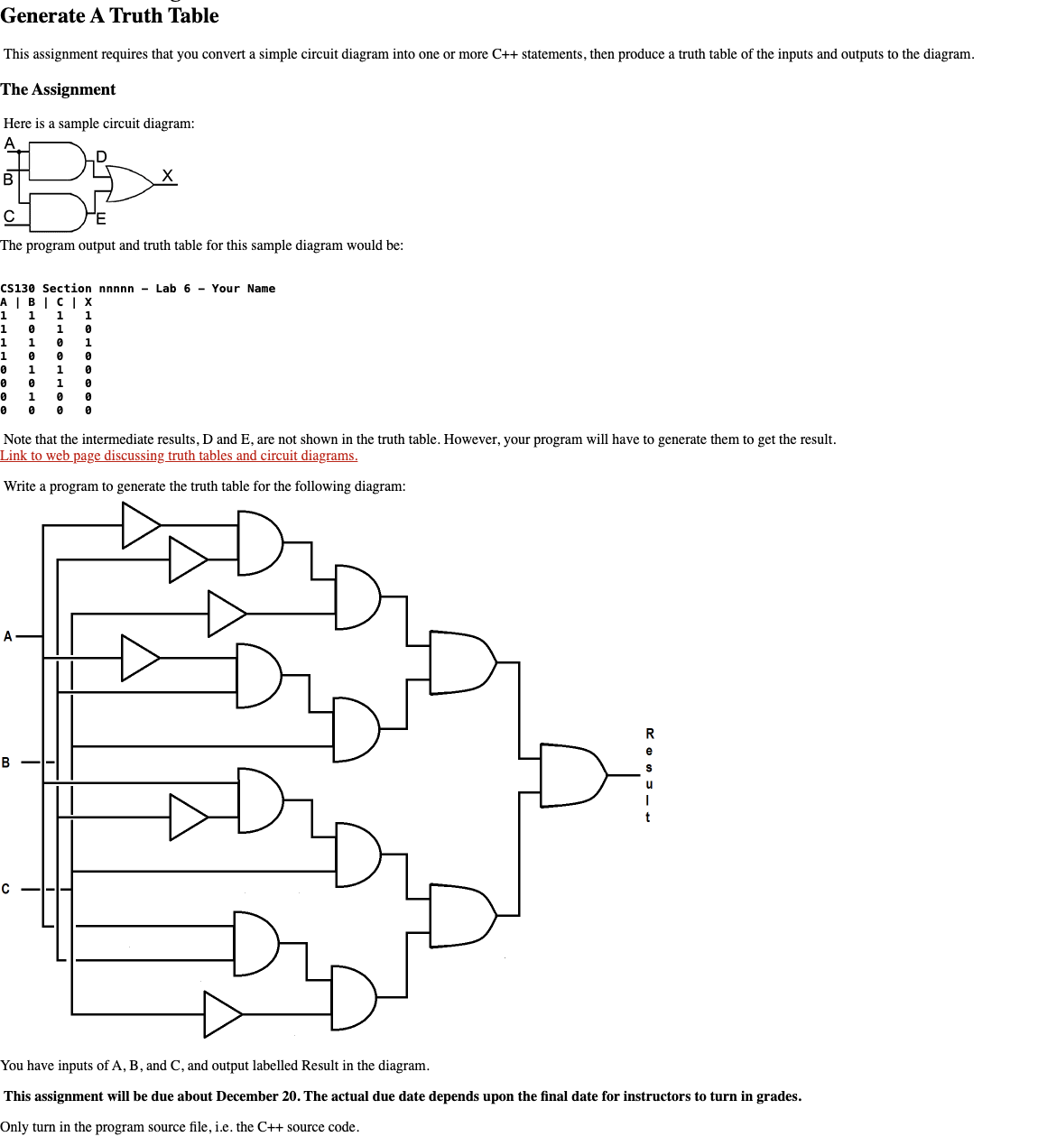 Solved Generate A Truth Table This assignment requires that | Chegg.com
