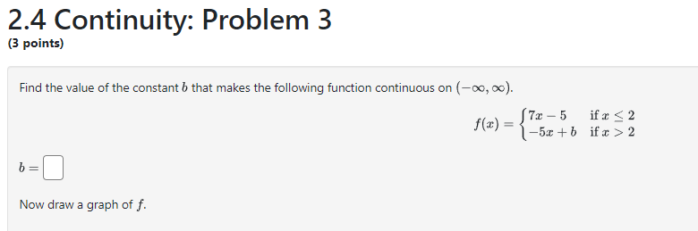 Solved 2.4 Continuity: Problem 3 (3 points) Find the value | Chegg.com
