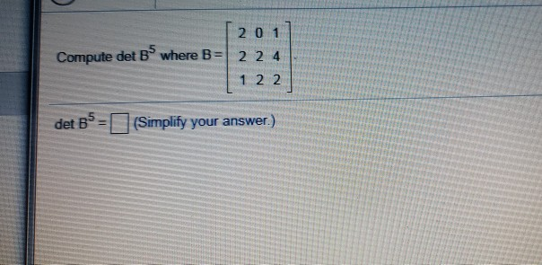 Solved 201 Compute Det B Where B= 2 2 4 !! 1 2 2 Det B5 | Chegg.com