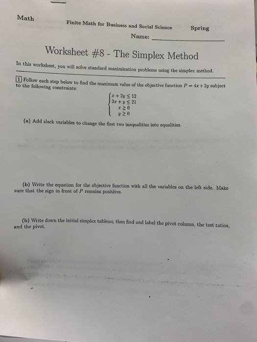 finite math homework answers