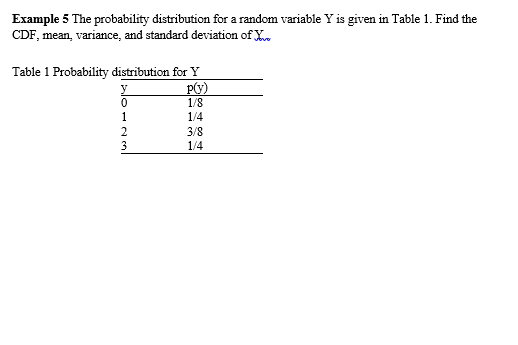 Solved Example 5 The probability distribution for a random | Chegg.com