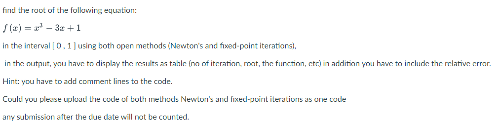 Solved find the root of the following equation: f(x)=x3−3x+1 | Chegg.com