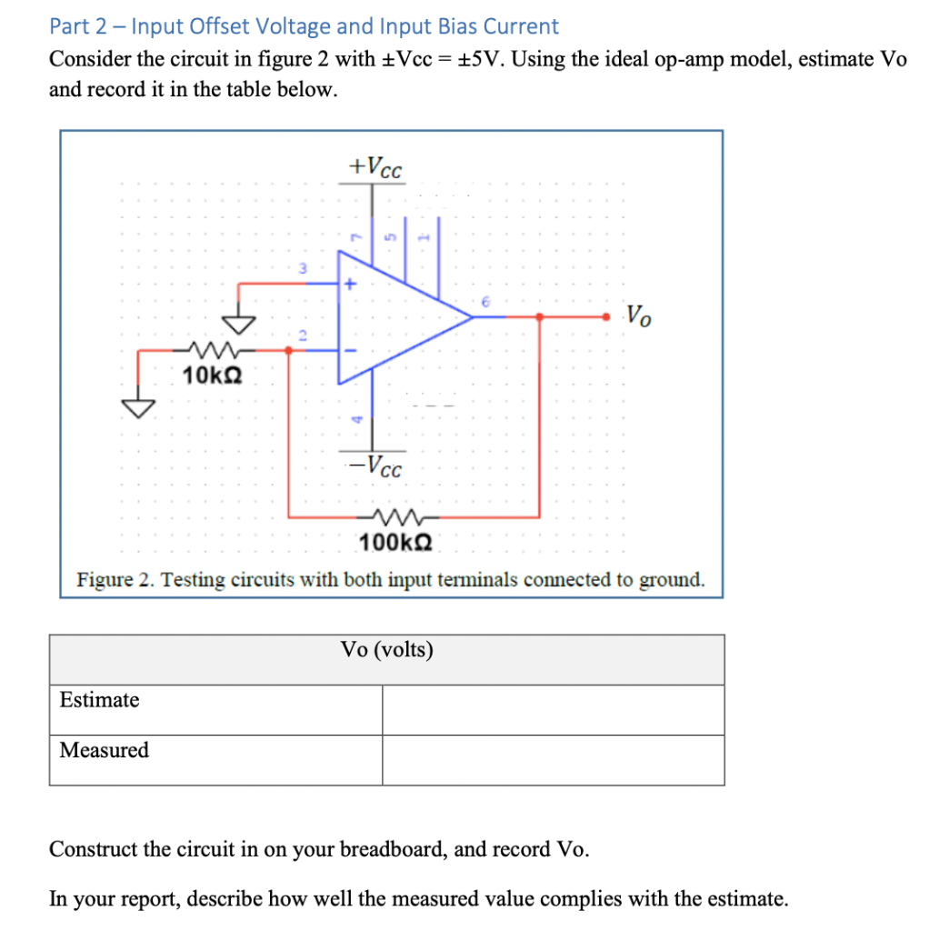 Solved Part 2 Input Offset Voltage And Input Bias Current