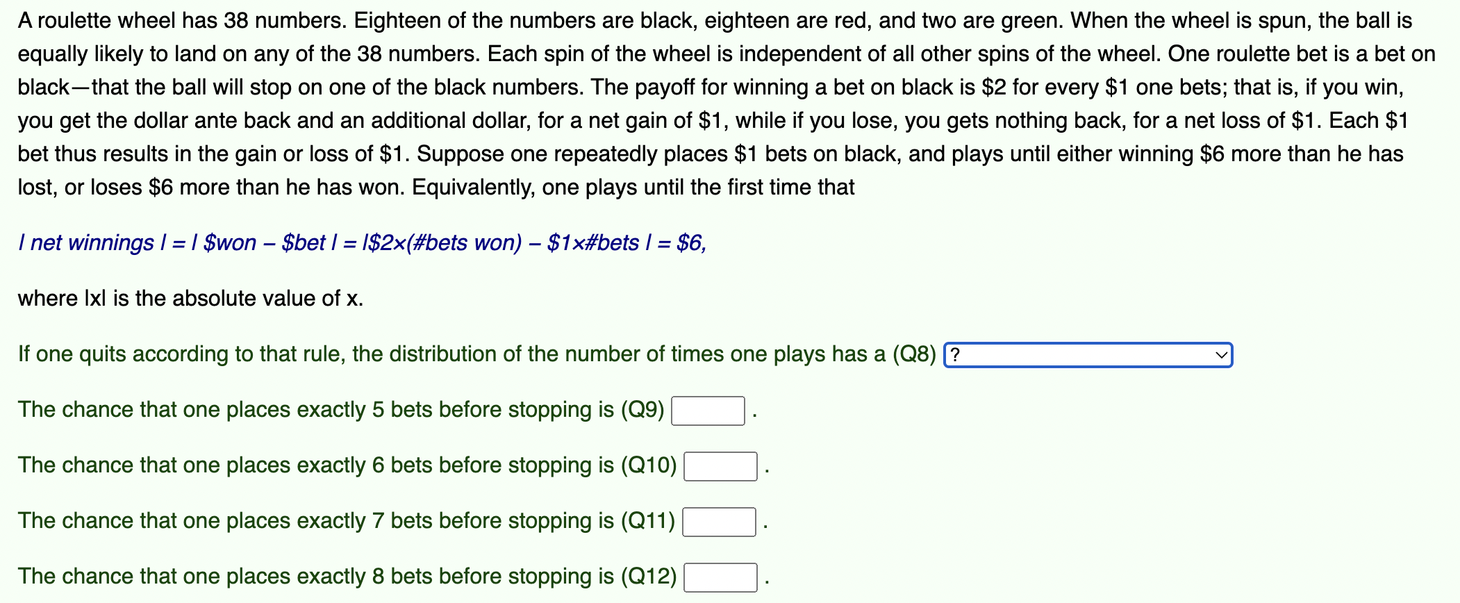 Solved A roulette wheel has 38 numbers. Eighteen of the | Chegg.com