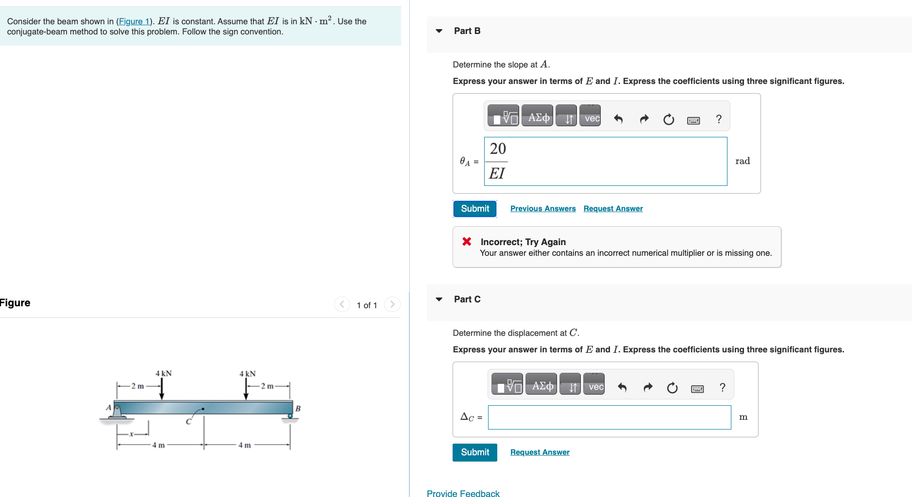 Solved Consider the beam shown in (Figure 1). EI is | Chegg.com