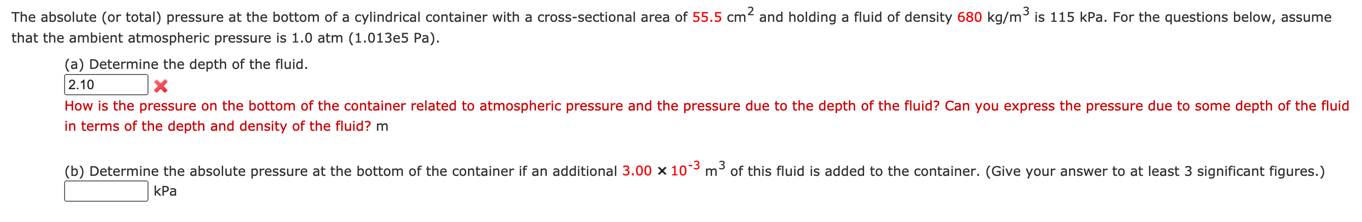 Solved The absolute (or total) pressure at the bottom of a | Chegg.com
