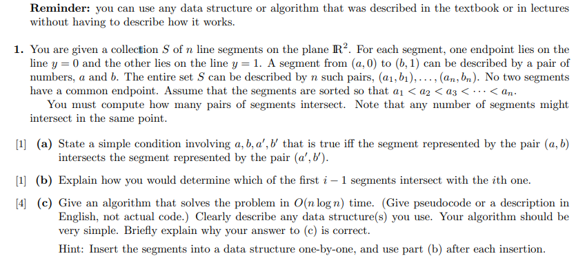 Solved Reminder: you can use any data structure or algorithm | Chegg.com