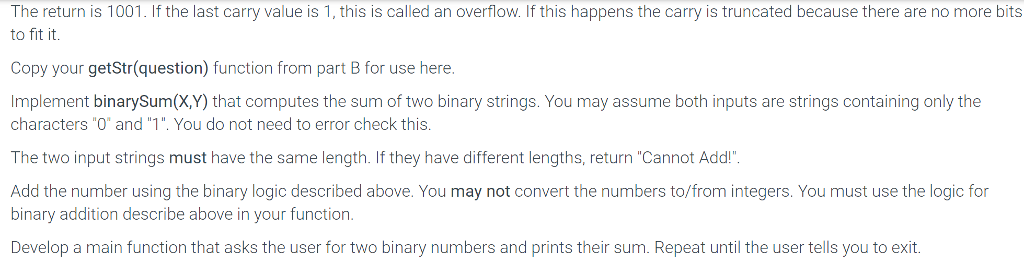 Solved Python: In this exercise, we will implement binary | Chegg.com