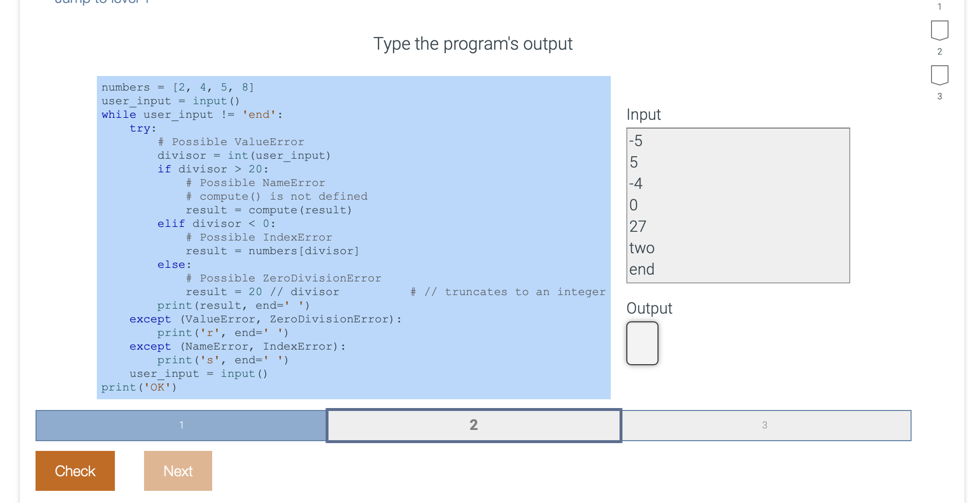 Solved Type the program's output numbers =[2,4,5,8] user | Chegg.com