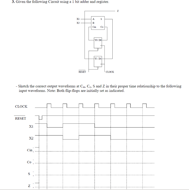 (Solved) : 3 Given Following Circuit Using 1 Bit Adder Register Reset ...