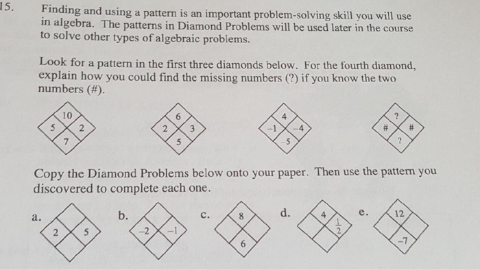 Solved finding and using a pattern is an important chegg