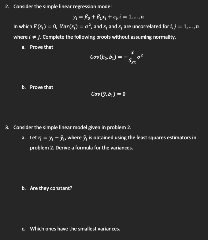 Solved 2 Consider The Simple Linear Regression Model 3315