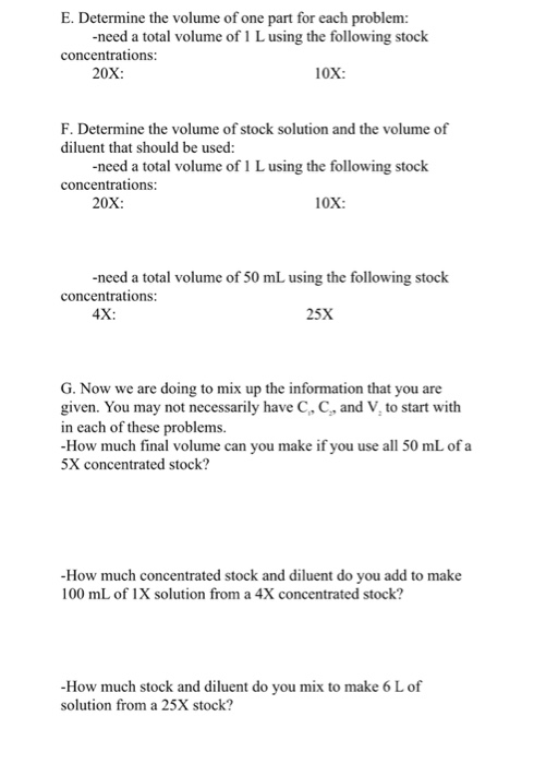 Solved E. Determine the volume of one part for each problem: | Chegg.com