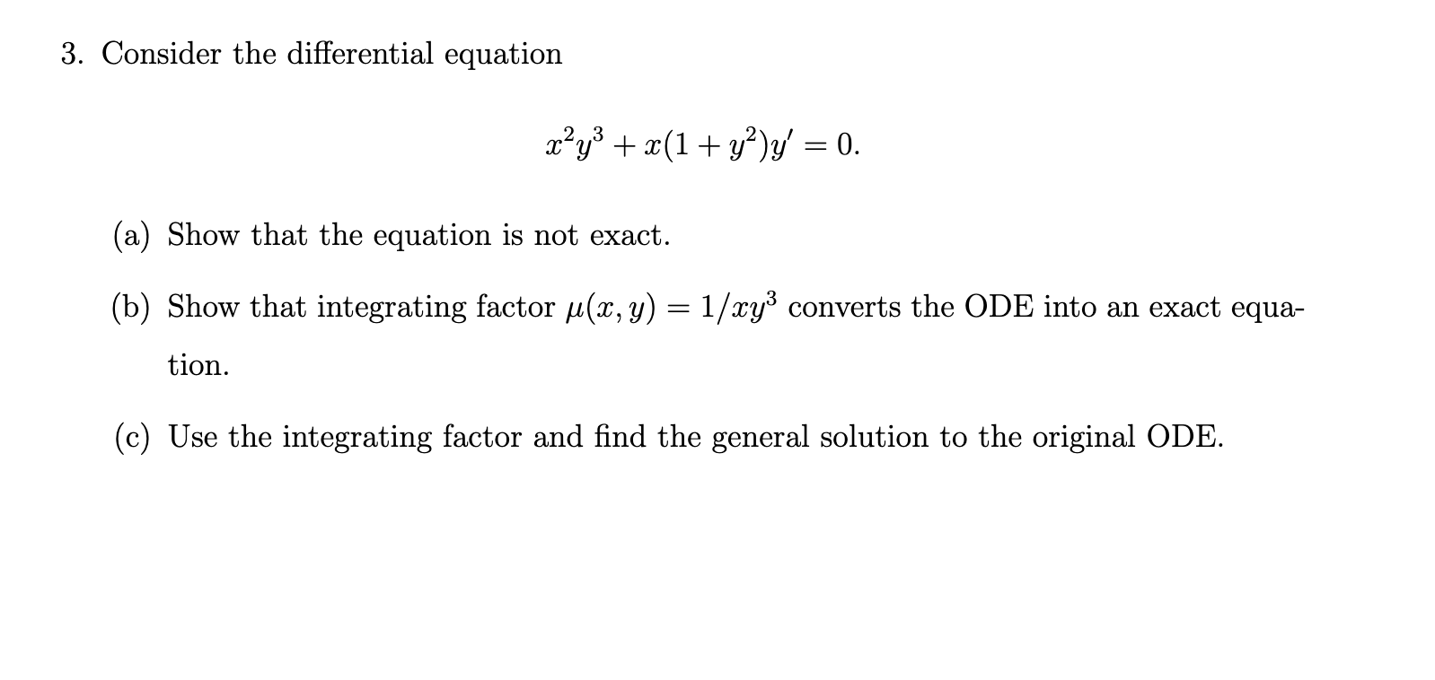 Solved 3. Consider the differential equation | Chegg.com
