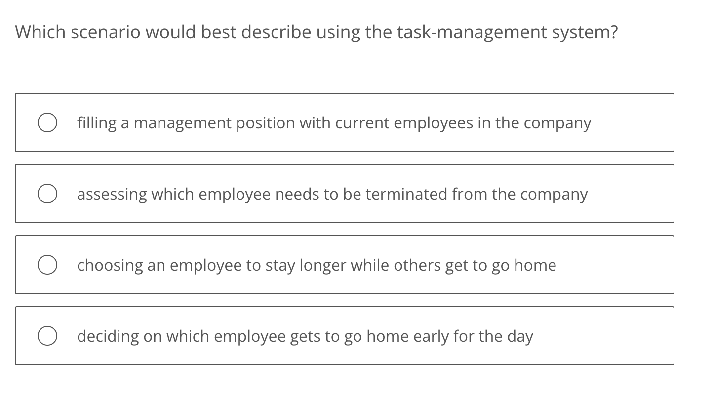 Solved Which scenario would best describe using the | Chegg.com