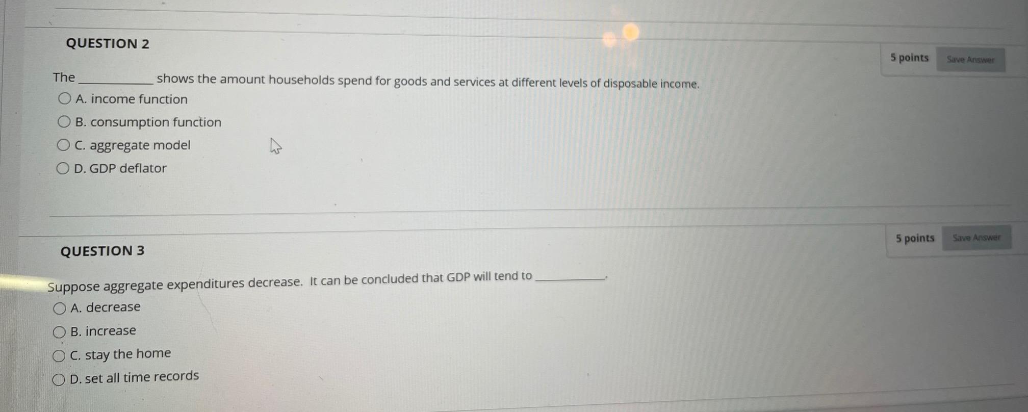 Solved QUESTION 2 5 points Save Answer The shows the amount | Chegg.com