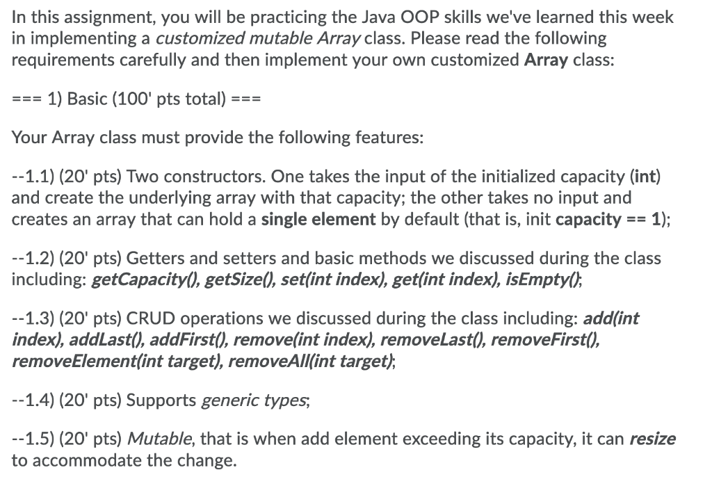 Solved In this assignment, you will be practicing the Java | Chegg.com