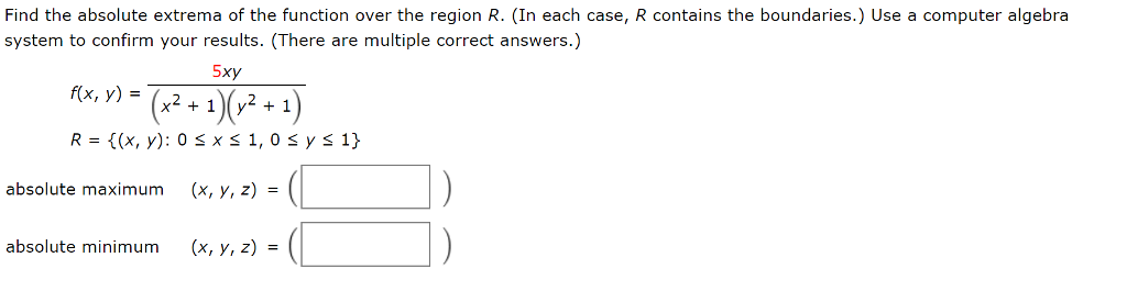 Solved Find the absolute extrema of the function over the | Chegg.com