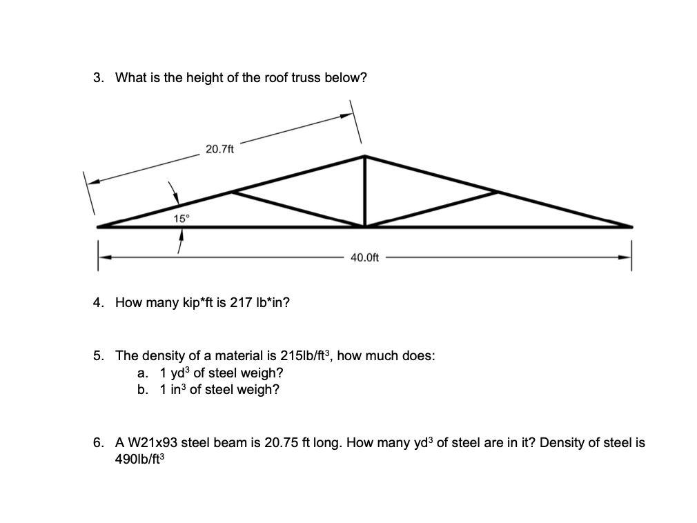 Solved 3. What is the height of the roof truss below? 20.7ft | Chegg.com