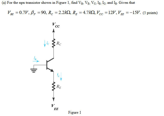 Solved (a) For the npn transistor shown in Figure 1, find | Chegg.com