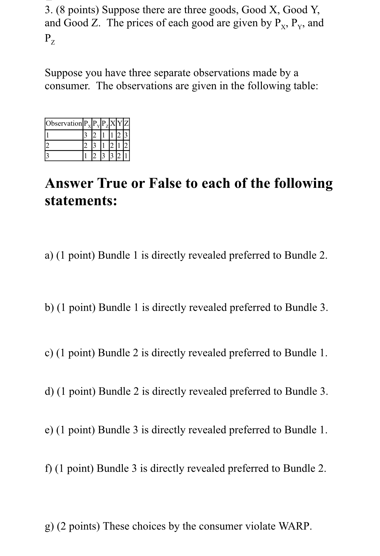 Solved Points Suppose There Are Three Goods Good Chegg Com