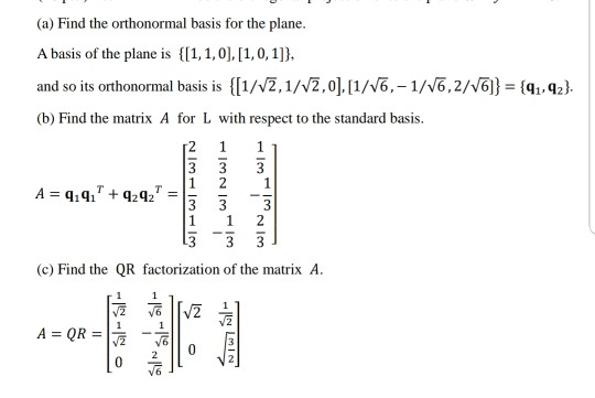 Solved (20 pts.) Let L: R, R3 be the orthogonal projection | Chegg.com