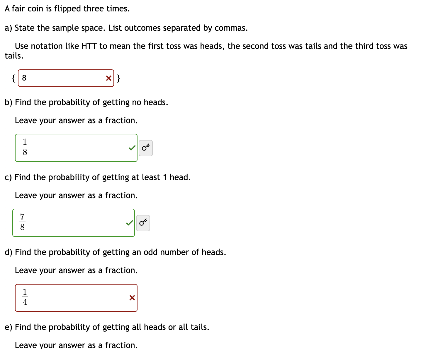 Solved A Fair Coin Is Flipped Three Times. A) State The | Chegg.com