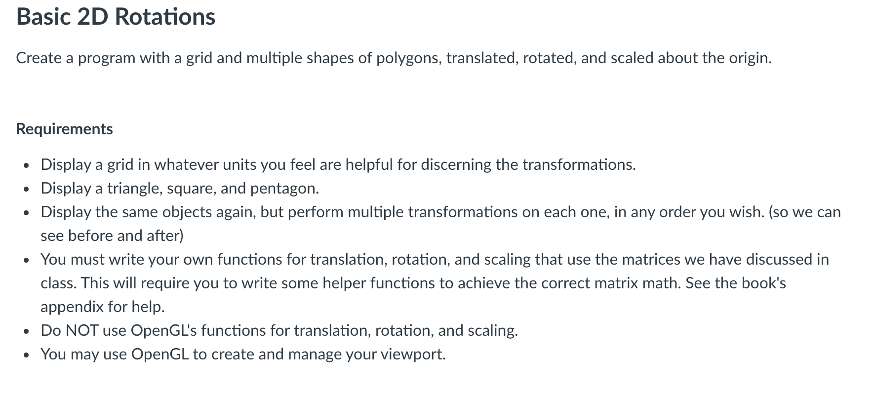 Solved Basic 2D Rotations Create a program with a grid and | Chegg.com