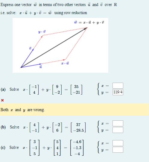 Solved Express one vector w in terms of two other vectors u | Chegg.com
