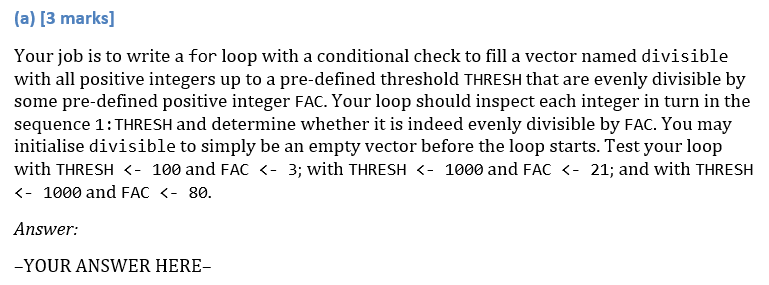 Solved Your job is to write a for loop with a conditional | Chegg.com