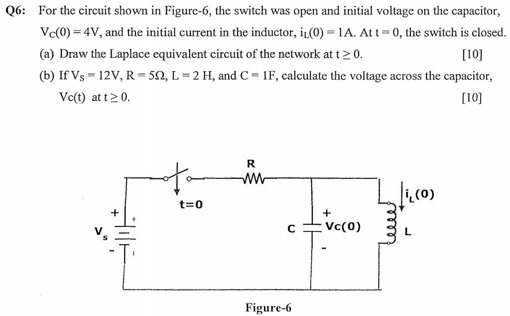 Solved For the circuit shown in Figure-6, the switch was | Chegg.com