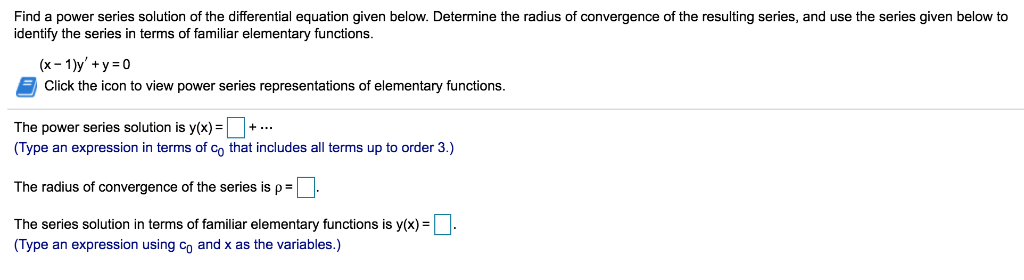 Solved Find a power series solution of the differential | Chegg.com