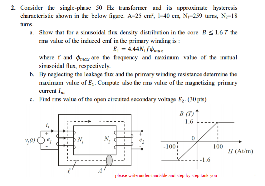 Solved 2. Consider The Single-phase 50 Hz Transformer And | Chegg.com