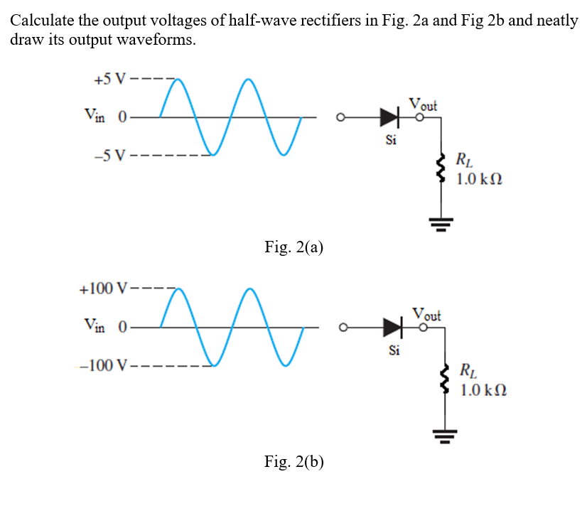 Solved Calculate the output voltages of halfwave rectifiers