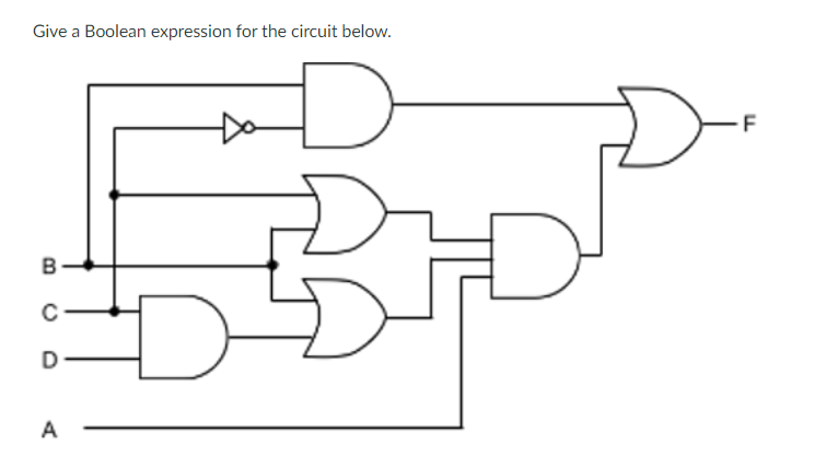 Solved Give a Boolean expression for the circuit below. F B | Chegg.com