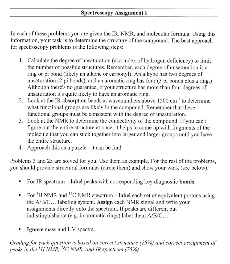 Solved Spectroscopy Assignment I In each of these problems | Chegg.com