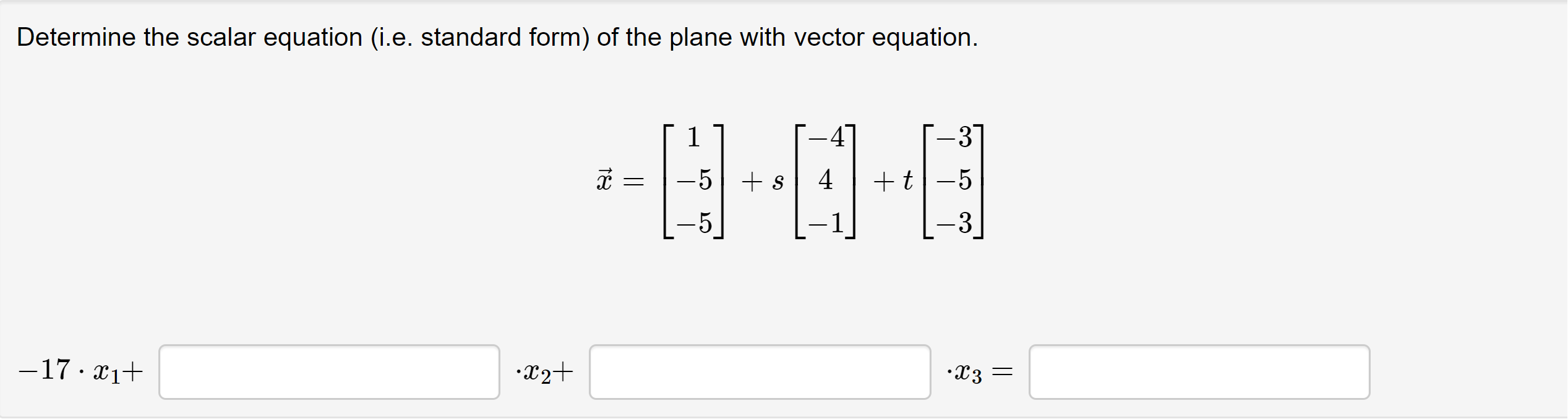 Solved Determine the scalar equation (i.e. ﻿standard form) | Chegg.com