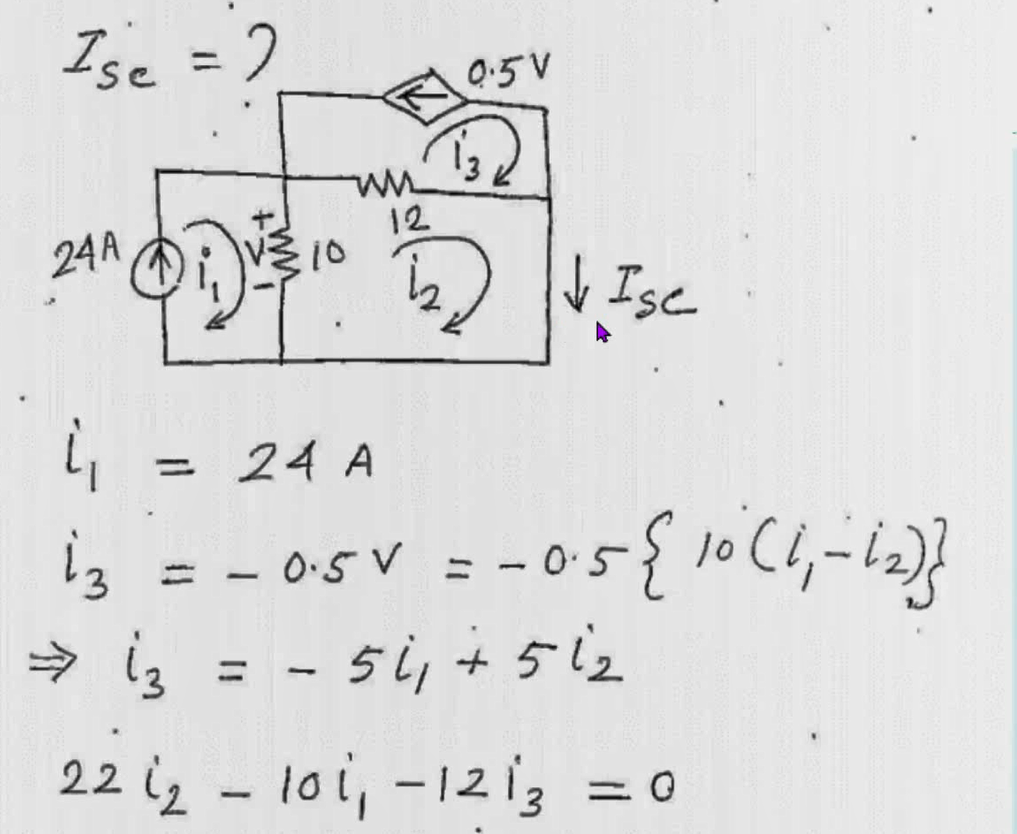 Solved Ise =) 0.5V This ww 12 10 24A ₂ v Isc 24 A iz = – | Chegg.com