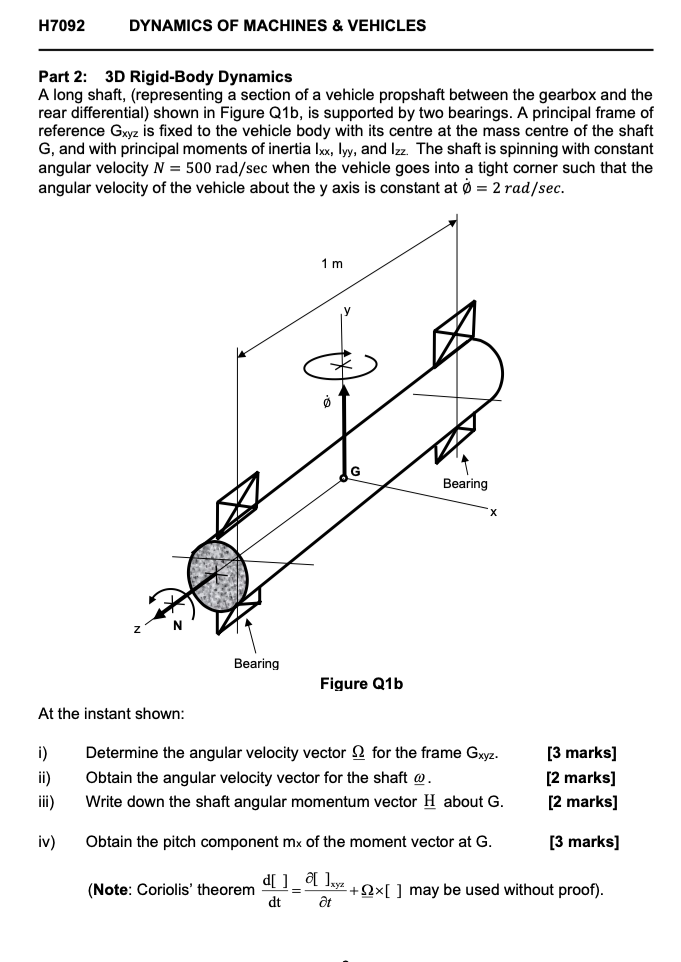 Solved Part 2: 3D Rigid-Body Dynamics A Long Shaft, | Chegg.com