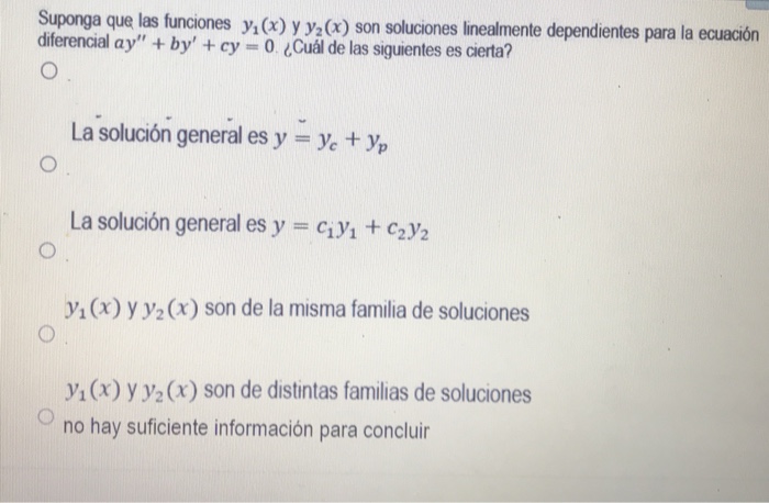 Solved Suponga Que Las Funciones Y, (x) Y Y2(x) Son | Chegg.com