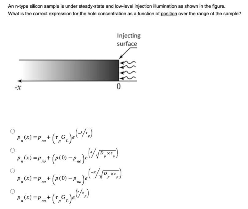 Solved An n-type silicon sample is under steady-state and | Chegg.com